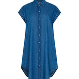 Bassike Organic Denim Sleeveless Dress in Washed Indigo