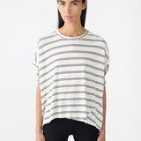 Bassike Stripe Circle T-Shirt in Navy and Undyed