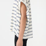 Bassike Stripe Circle T-Shirt in Navy and Undyed