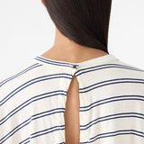 Bassike Stripe Circle T-Shirt in Navy and Undyed