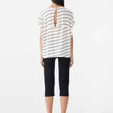 Bassike Stripe Circle T-Shirt in Navy and Undyed