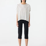 Bassike Stripe Circle T-Shirt in Navy and Undyed