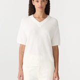 Bassike Combed Cotton V-Neck T-Shirt in Natural