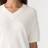 Bassike Combed Cotton V-Neck T-Shirt in Natural