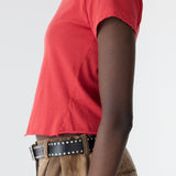 Bassike Raw Edge Baby T-Shirt in Bright Red