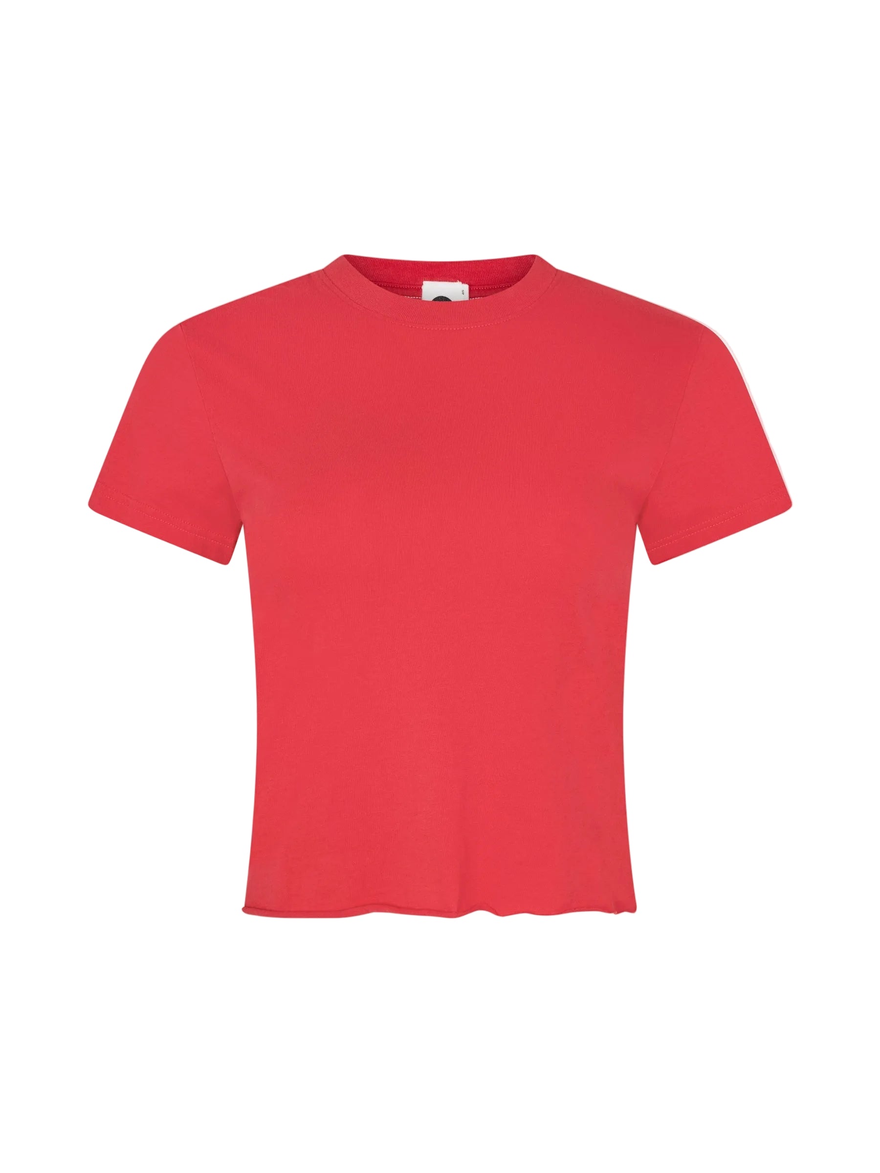 Bassike Raw Edge Baby T-Shirt in Bright Red