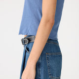 Bassike Raw Edge Baby T-Shirt in Vintage Blue