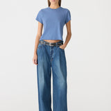 Bassike Raw Edge Baby T-Shirt in Vintage Blue