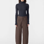 Bassike Cotton Twill Barrel Leg Pant in Chocolate Brown