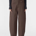 Bassike Cotton Twill Barrel Leg Pant in Chocolate Brown