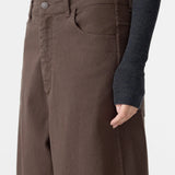Bassike Cotton Twill Barrel Leg Pant in Chocolate Brown