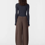 Bassike Cotton Twill Barrel Leg Pant in Chocolate Brown