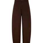 Bassike Cotton Twill Barrel Leg Pant in Chocolate Brown