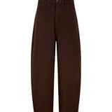 Bassike Cotton Twill Barrel Leg Pant in Chocolate Brown