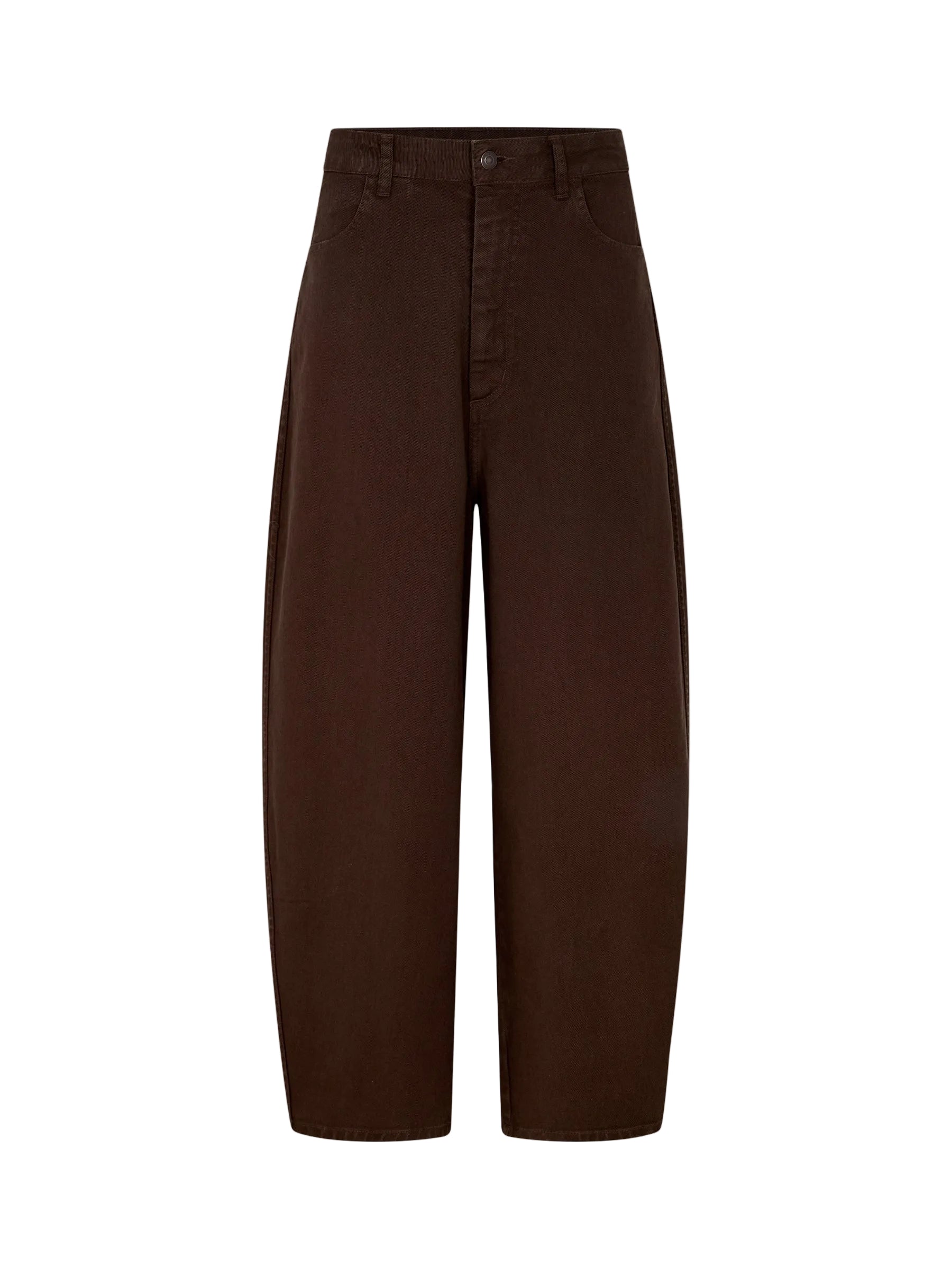 Bassike Cotton Twill Barrel Leg Pant in Chocolate Brown