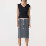 Bassike Sheer Rib V-Neck Muscle Tank in Black - side view