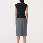 Bassike Sheer Rib V-Neck Muscle Tank in Black - close up
