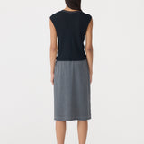 Bassike Sheer Rib V-Neck Muscle Tank in Black - close up