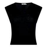 Bassike Sheer Rib V-Neck Muscle Tank in Black