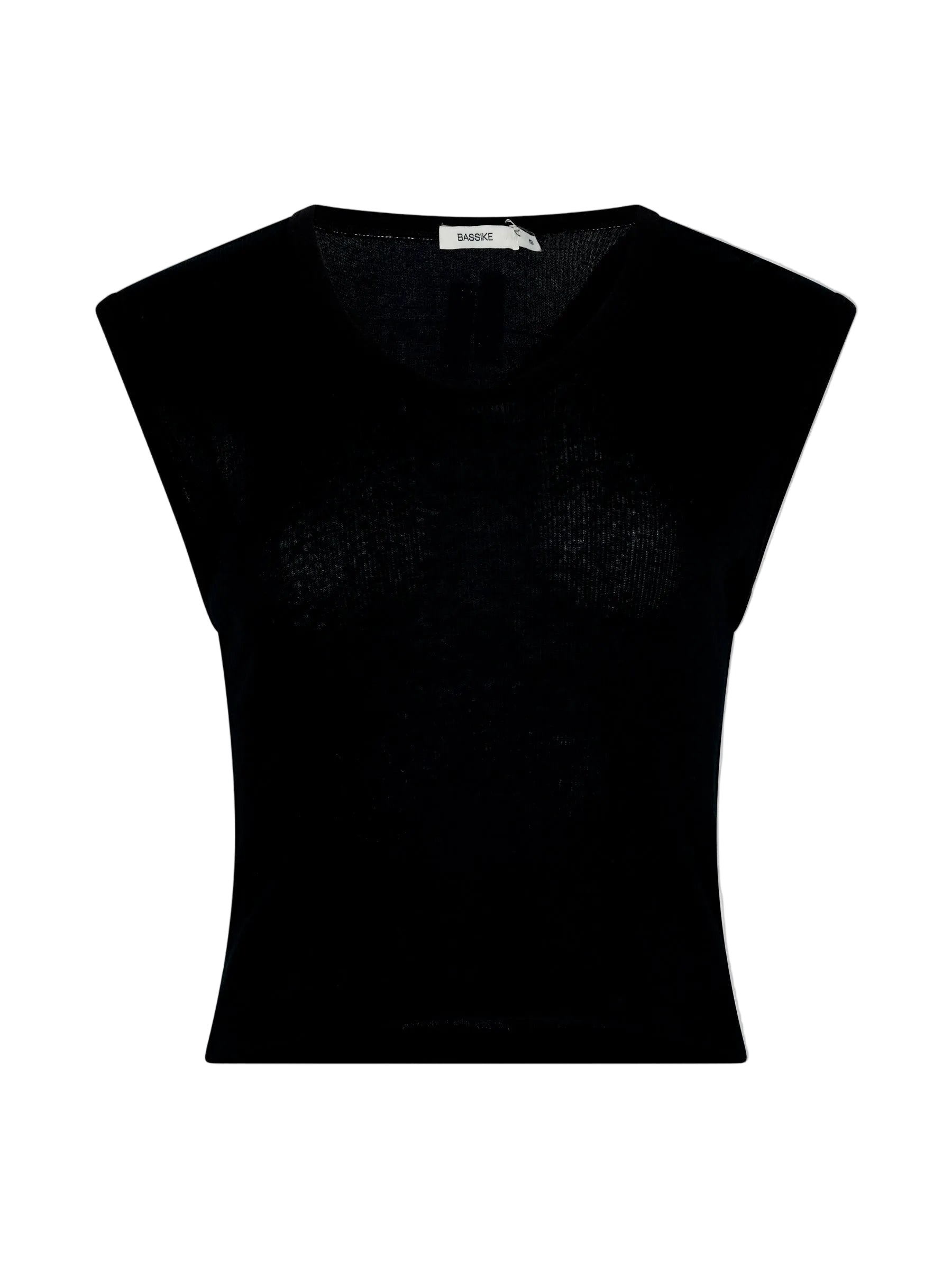 Bassike Sheer Rib V-Neck Muscle Tank in Black