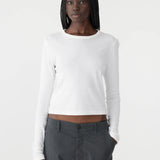 Bassike Slim Fit Rib Long Sleeve Baby T-Shirt In White