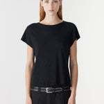 Bassike Slub Heritage Baby T-Shirt in Black - detail view