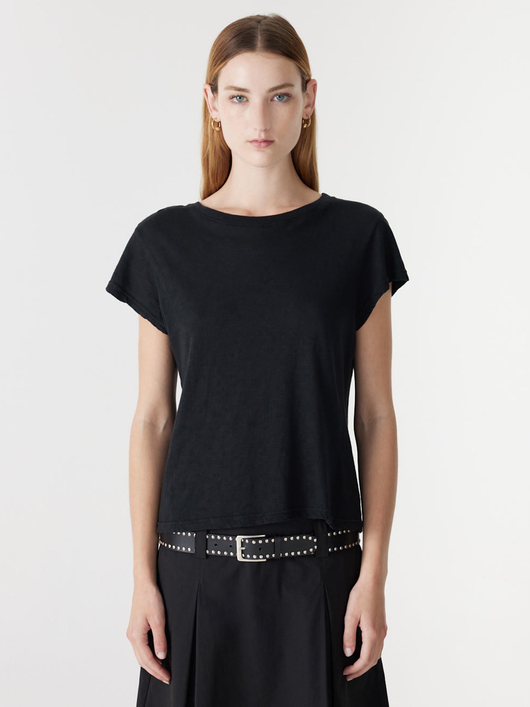 Bassike Slub Heritage Baby T-Shirt in Black - detail view