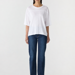 Bassike Slub Yoke Slouch T-Shirt in White - side view