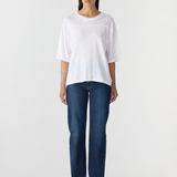 Bassike Slub Yoke Slouch T-Shirt in White - side view