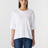 Bassike Slub Yoke Slouch T-Shirt in White - detail view