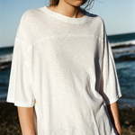 Bassike Slub Yoke Slouch T-Shirt in White - styled look