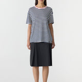 Bassike Stripe Boyfriend T-Shirt in Navy and Undyed and Pink