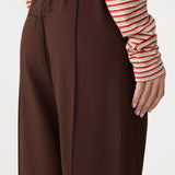 Bassike Twill Pinstitch detail pant in Carob