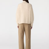 Bassike Wool Alpaca Zip Up Knit in Alabaster