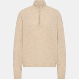 Bassike Wool Alpaca Zip Up Knit in Alabaster