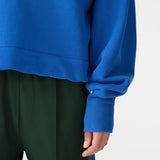 Bassike Fleece Zip Through Polo Sweat in Cobalt