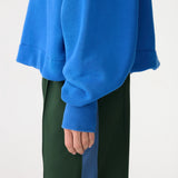 Bassike Fleece Zip Through Polo Sweat in Cobalt