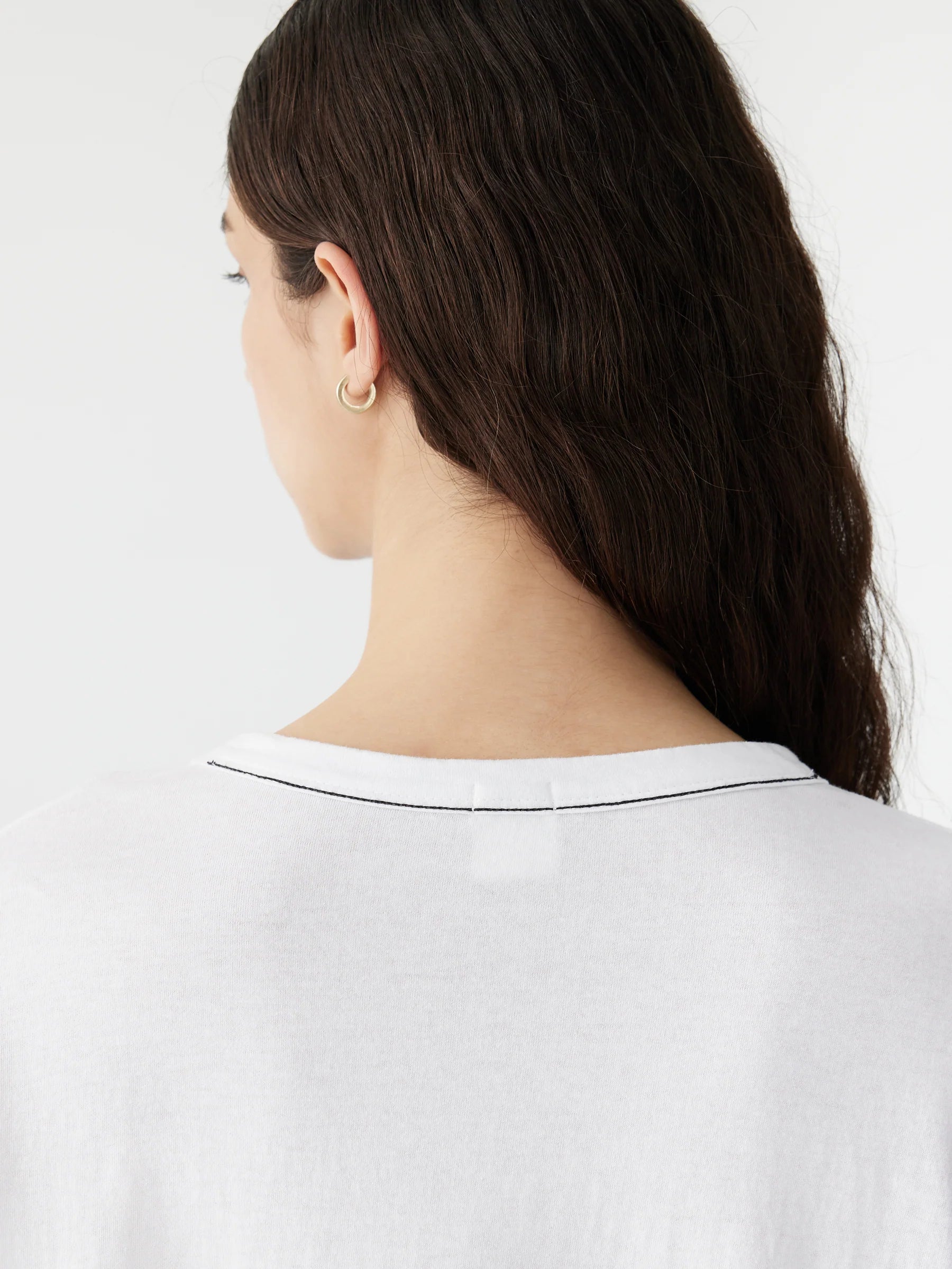 Bassike Boxy Heritage Long Sleeve T-Shirt in White