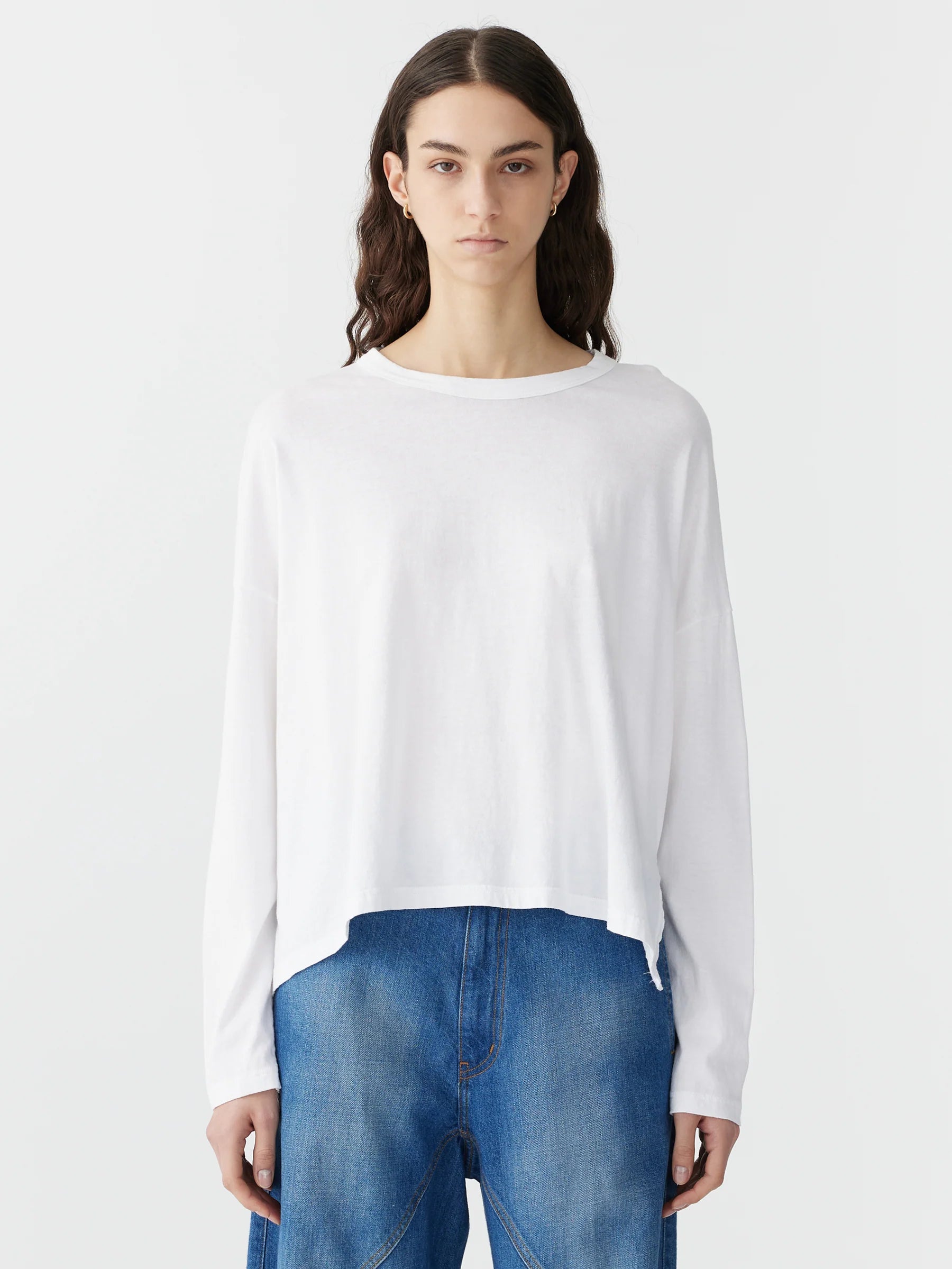 Bassike Boxy Heritage Long Sleeve T-Shirt in White