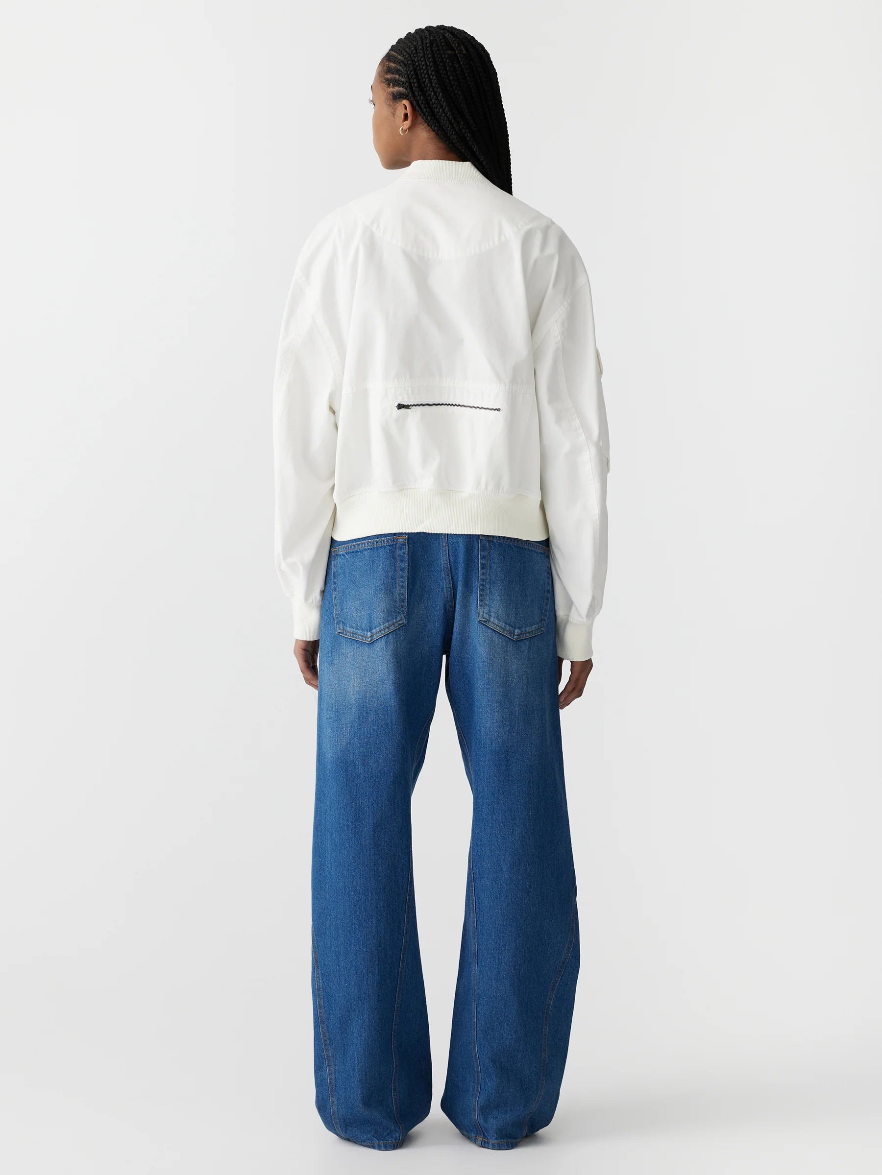 Bassike Cotton Canvas Bomber in White