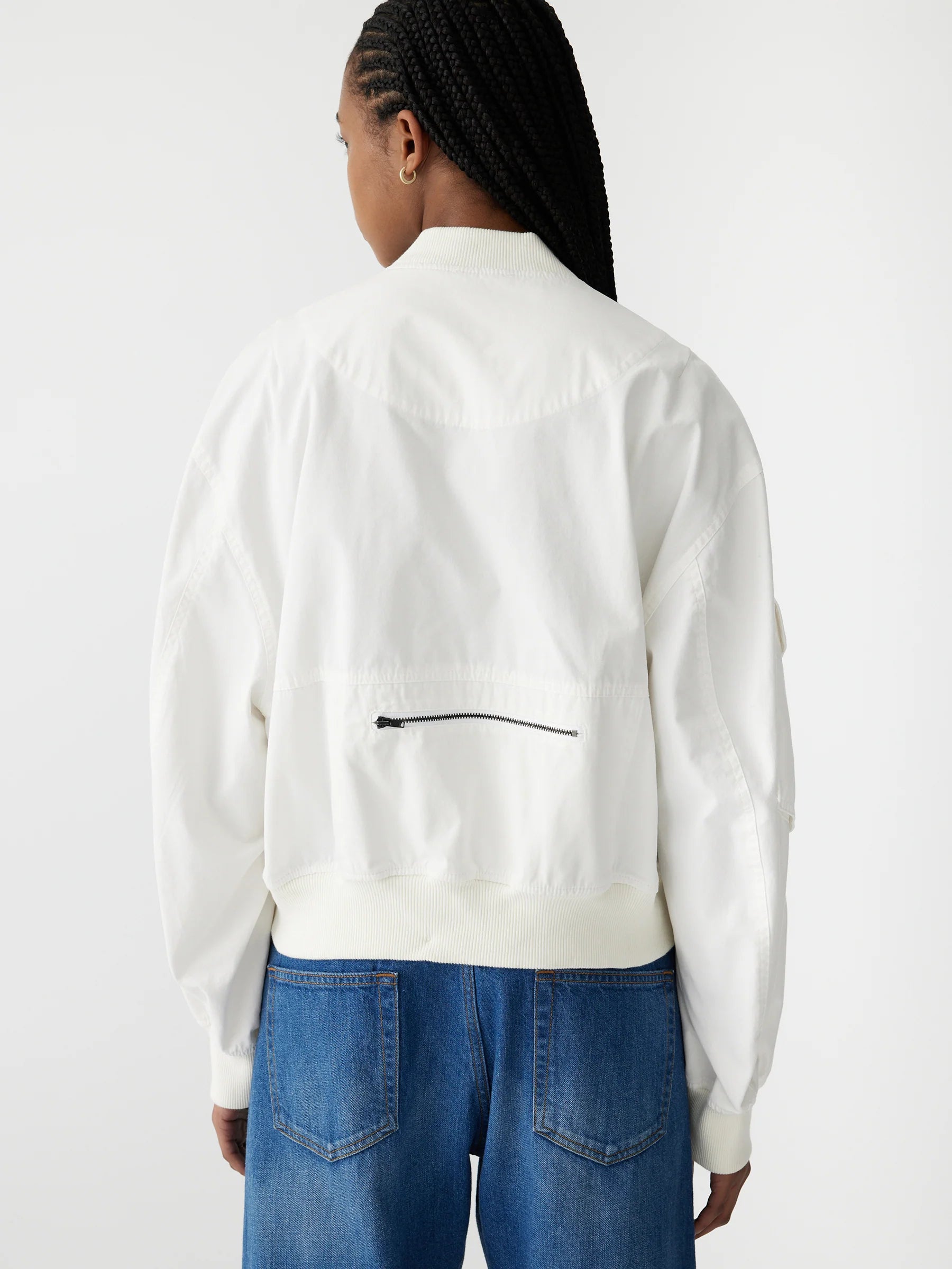 Bassike Cotton Canvas Bomber in White