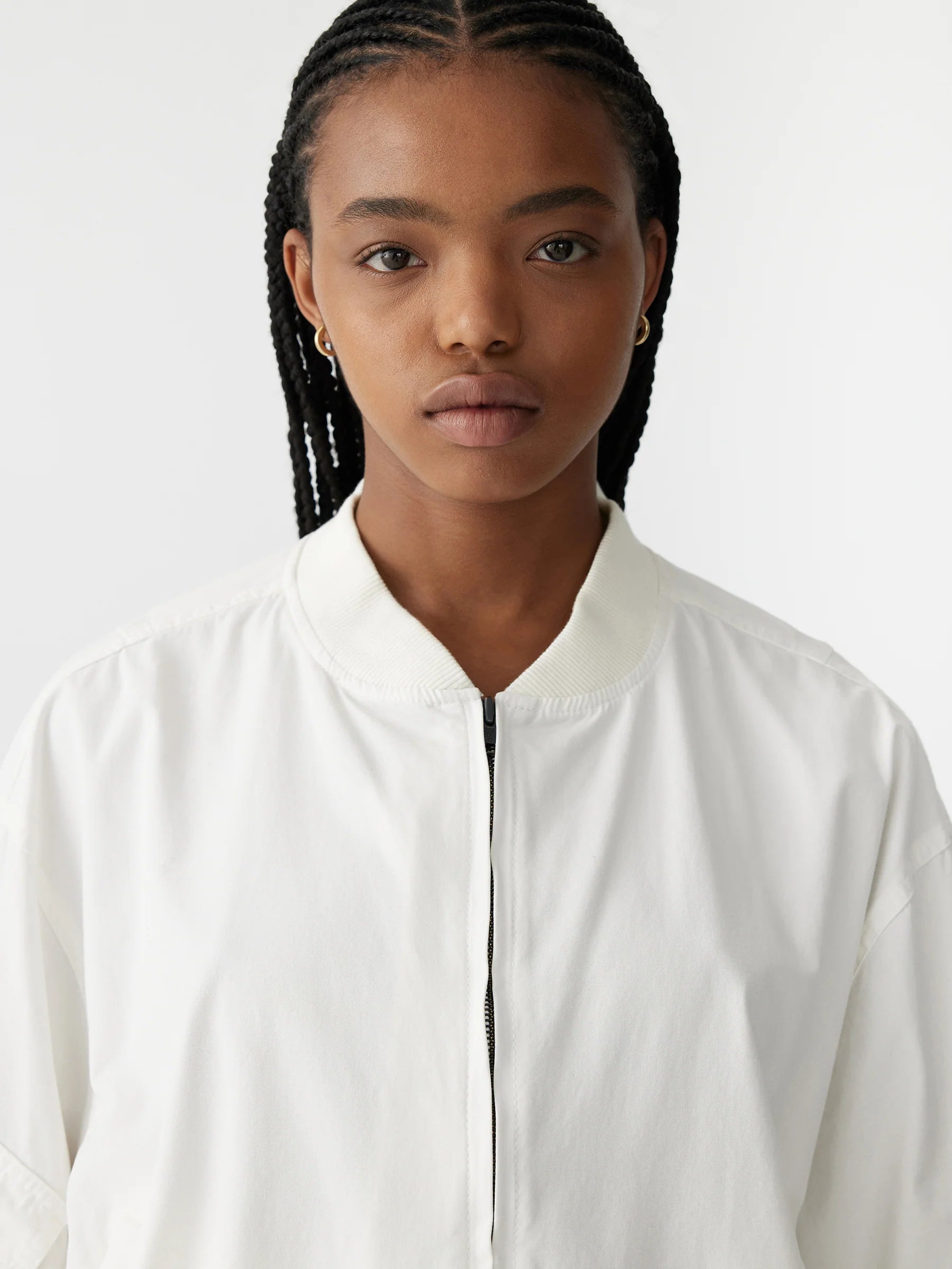 Bassike Cotton Canvas Bomber in White