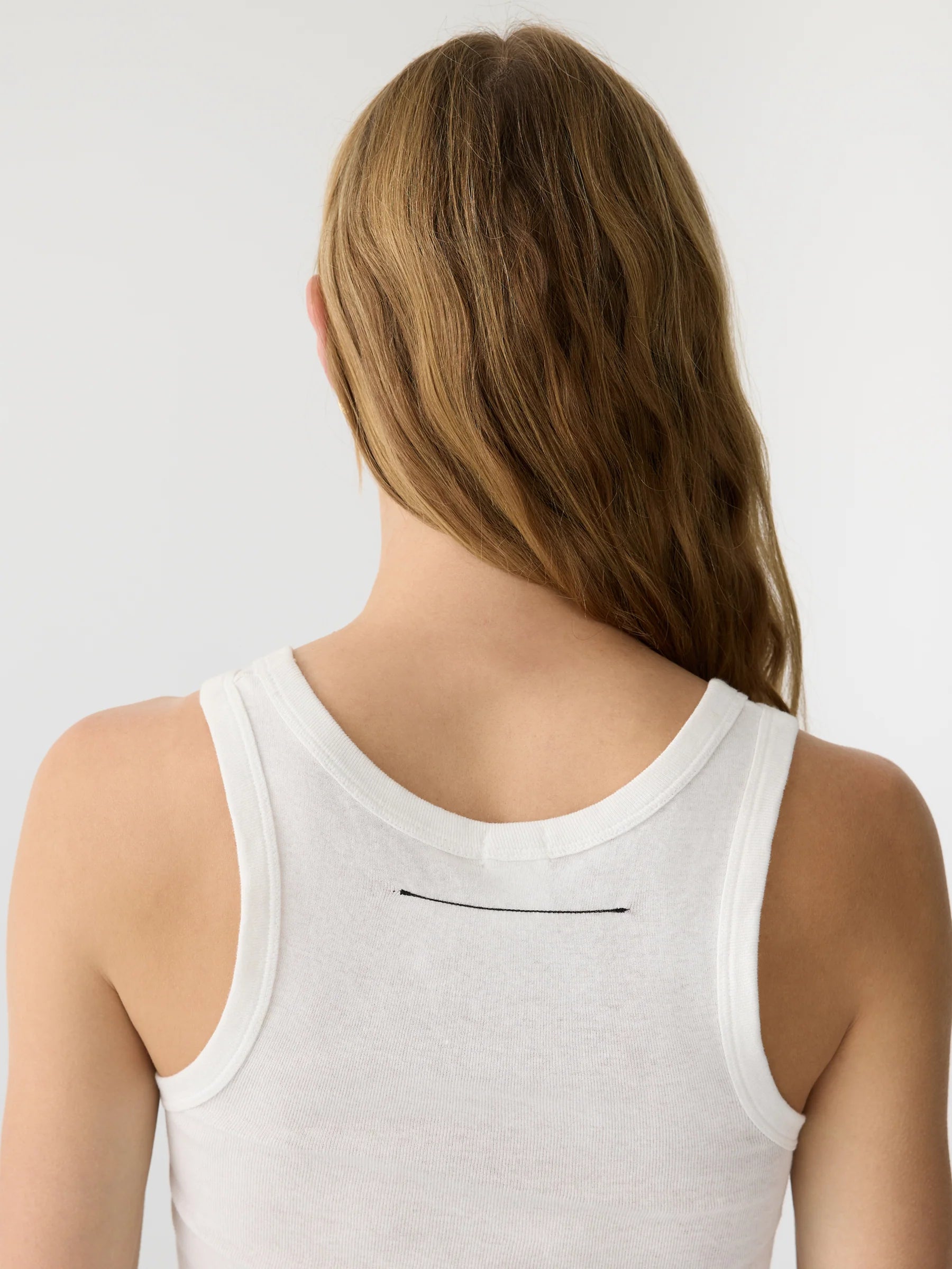 Bassike Slim Superfine Rib Tank in White