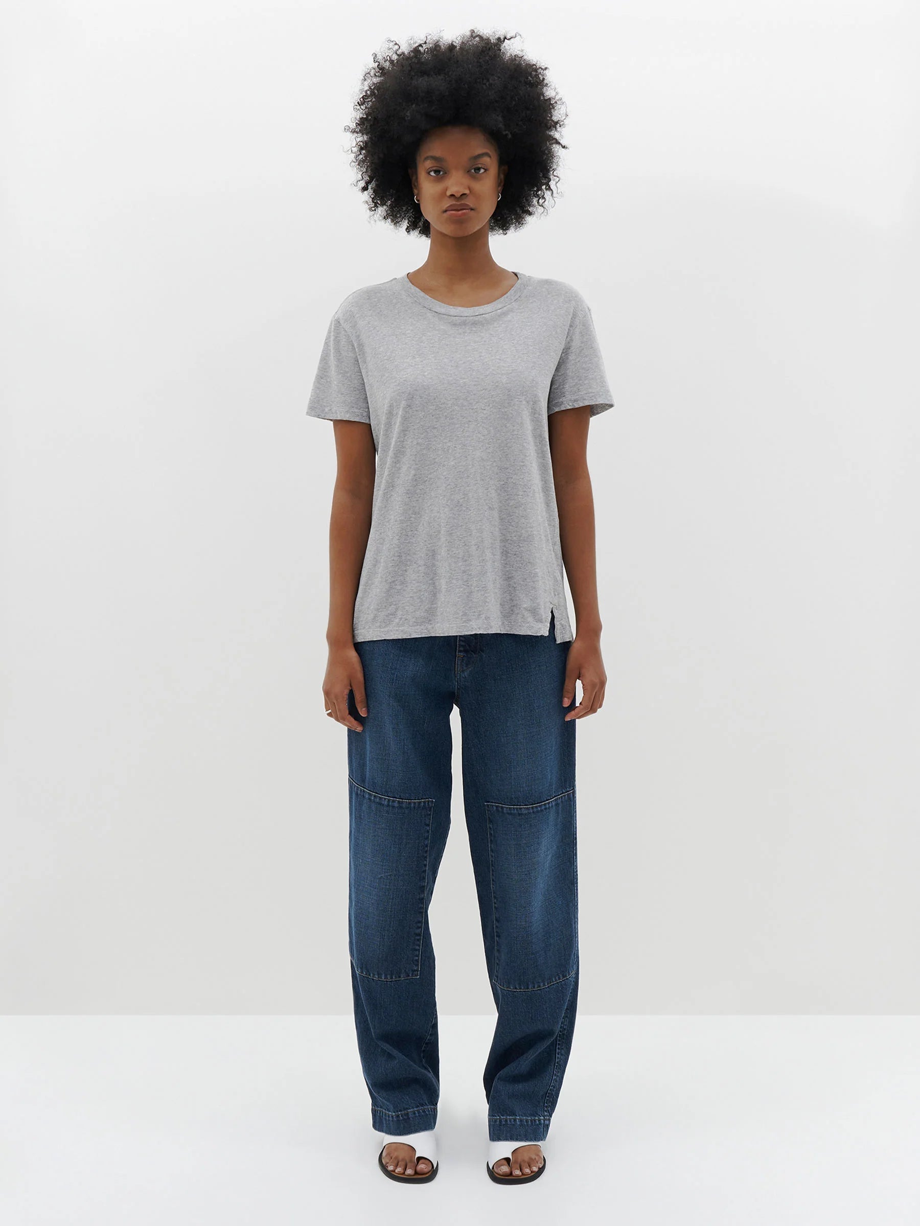 Bassike Regular Classic Short Sleeve T-Shirt in Grey Marle