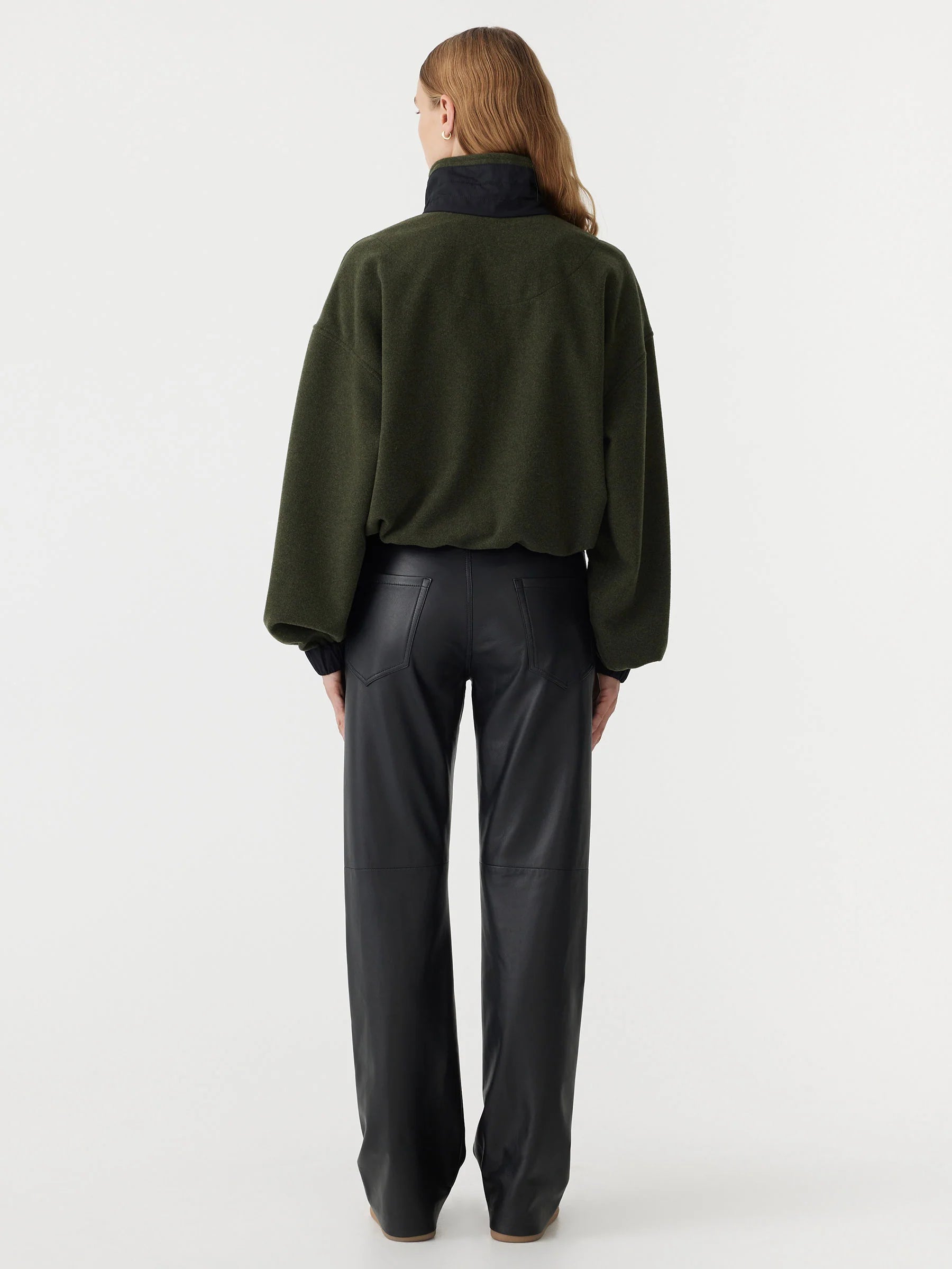 Bassike Woollen Zip Front Jacket in Green