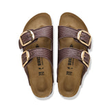 Birkenstock Arizona Big Buckle Raffia Sandal in Carafe Textile Narrow - close up