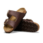 Birkenstock Arizona Big Buckle Raffia Sandal in Carafe Textile Narrow - outfit inspiration