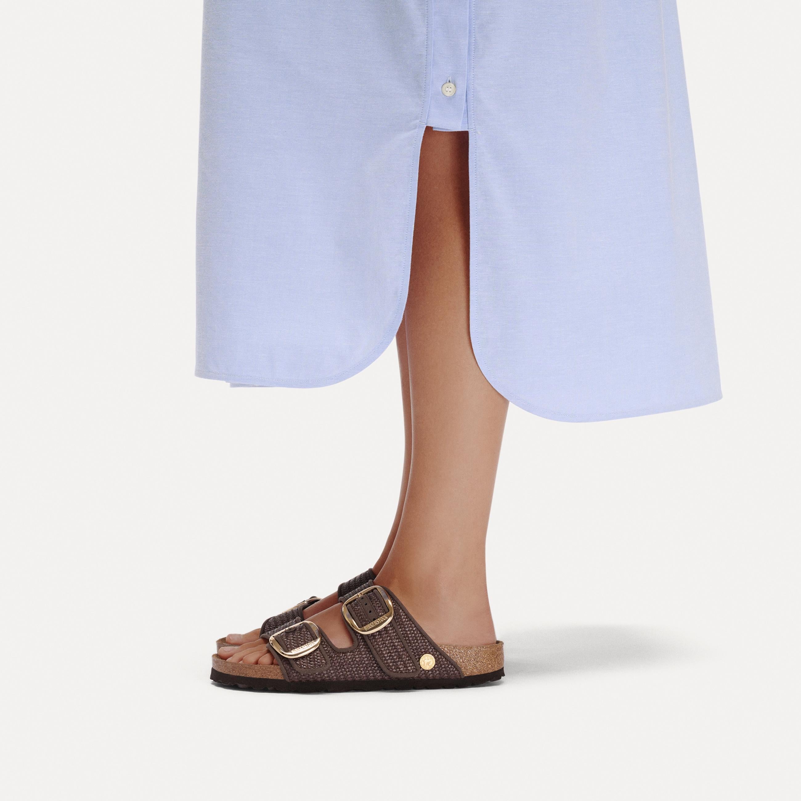 Birkenstock Arizona Big Buckle Raffia Sandal in Carafe Textile Narrow - side view
