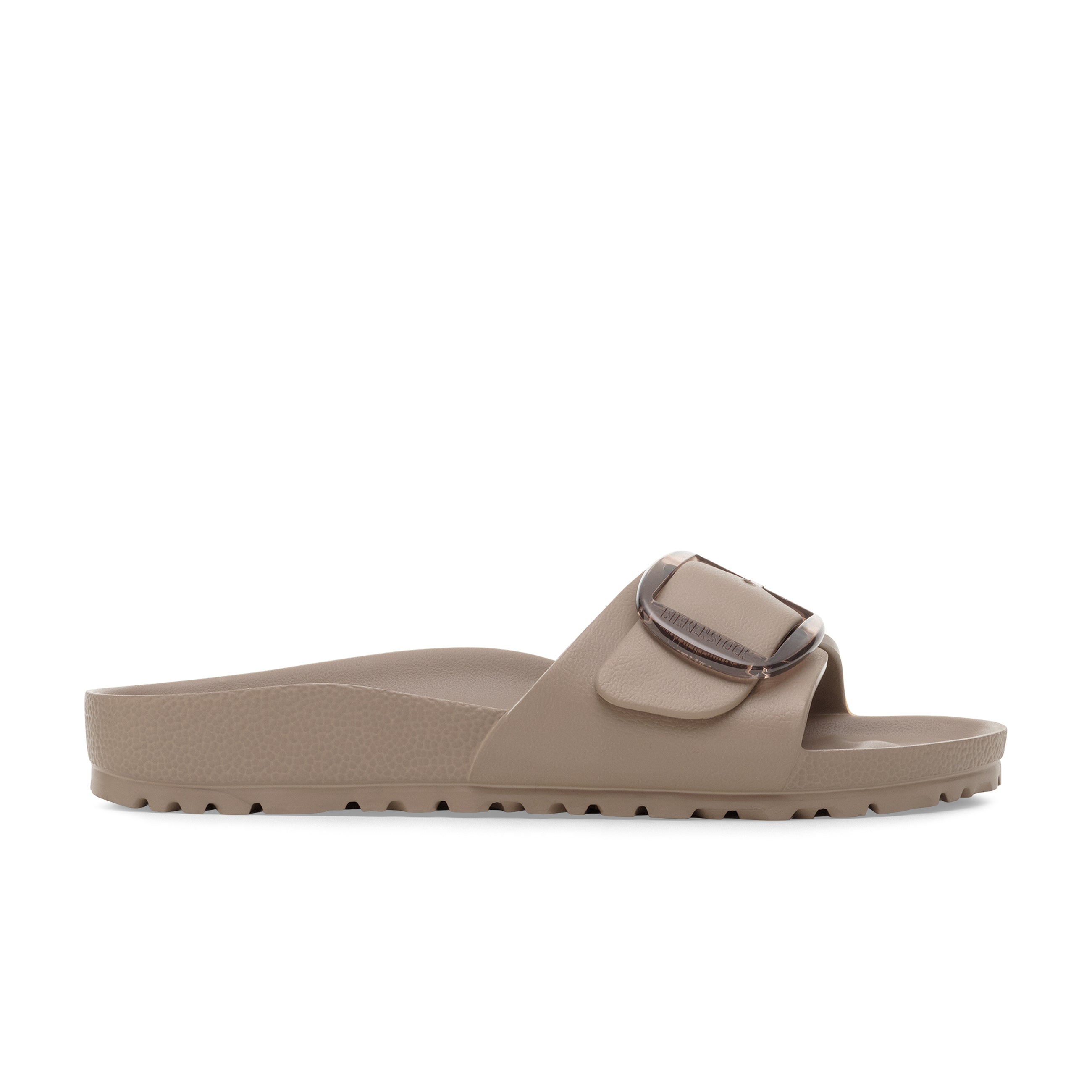Birkenstock Madrid Big Buckle EVA Sandal in Grey Taupe Narrow - side view
