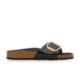 Birkenstock Madrid Big Buckle High Shine Sandal in Black Patent Narrow - side view